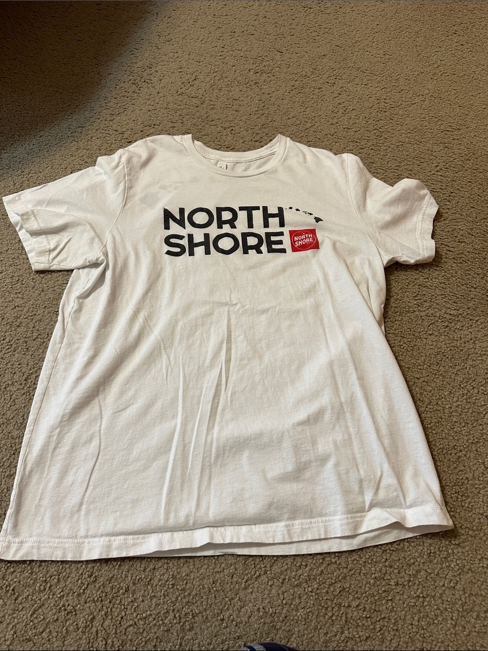 Bella Canvas White "North Shore" Tee with Black and Red Print